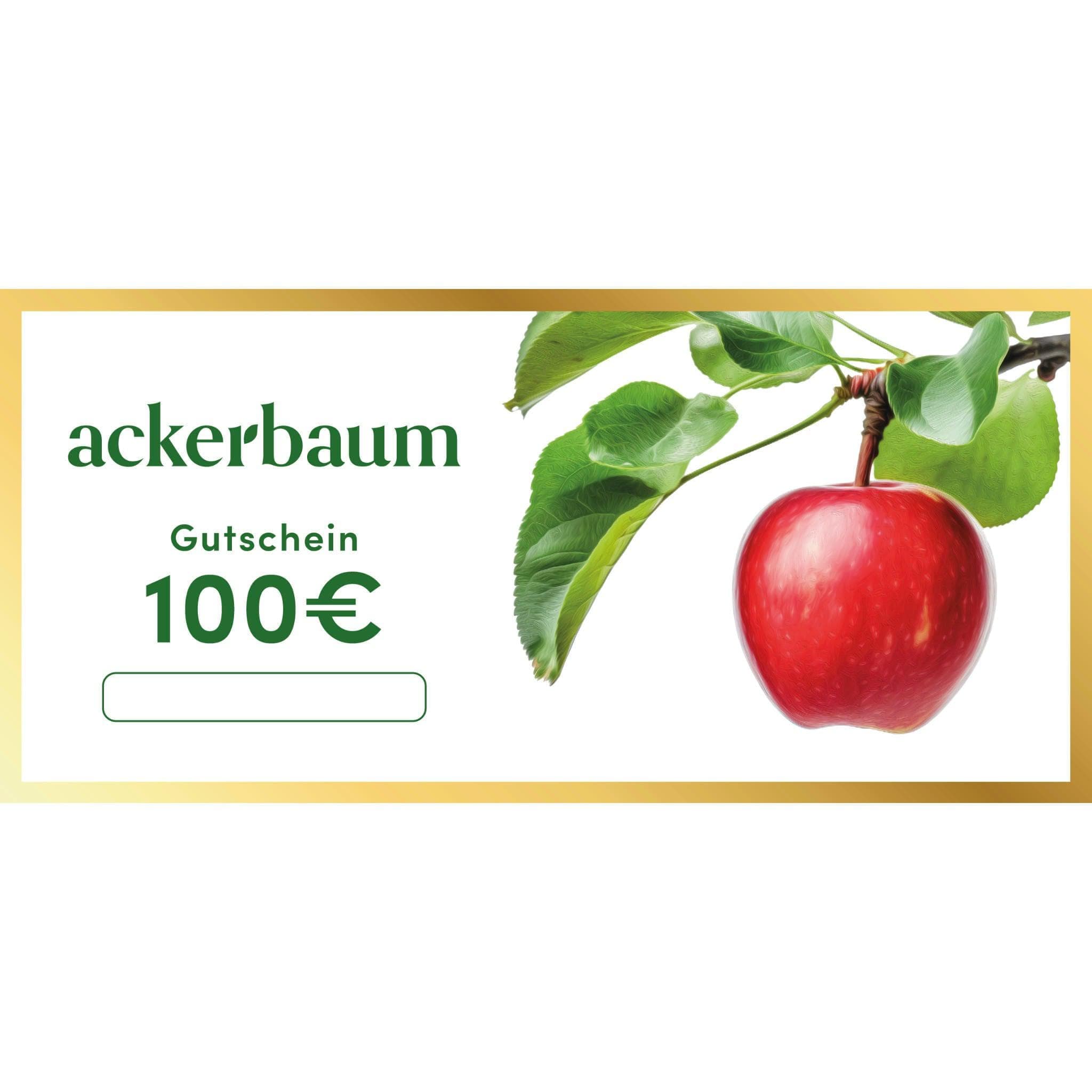 ackerbaum 100 € Gutschein - Edler Papiergutschein mit Goldrand - ackerbaum